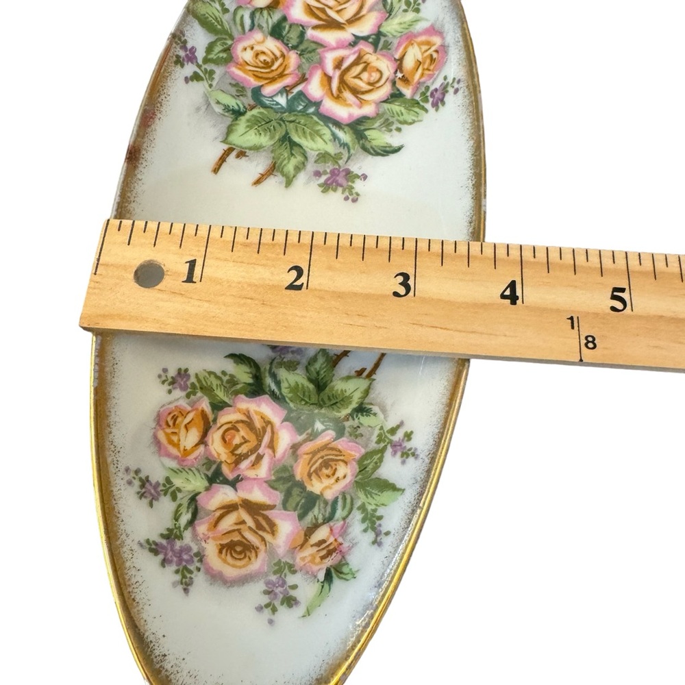 Vintage Tilso Oval Shaped Rose Patterned Ceramic Dish Japan Hand Painted - Picture 10 of 14